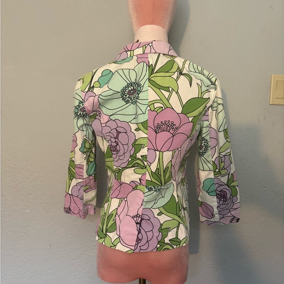 Loft Ann Taylor Floral Women's Jacket - Green and Pink size 2 - Picture 4 of 14